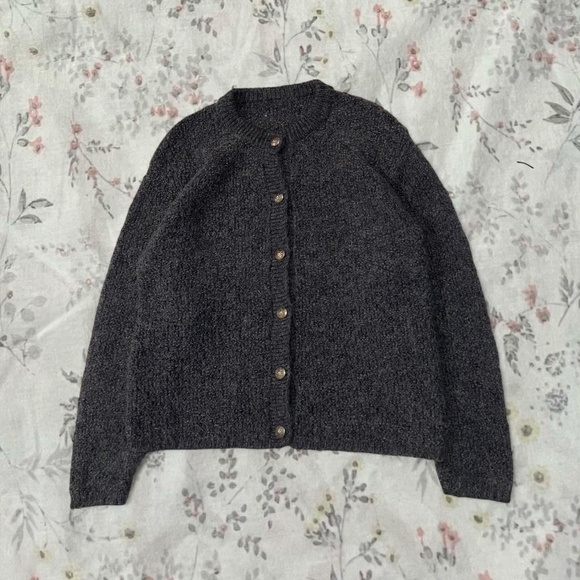 Vintage 80s Gray Blue Mohair Button Up Cardigan Alps Sportswear Wool - Picture 1 of 8